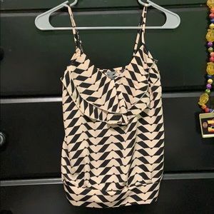 Black/Cream Patterned Tank Top—S